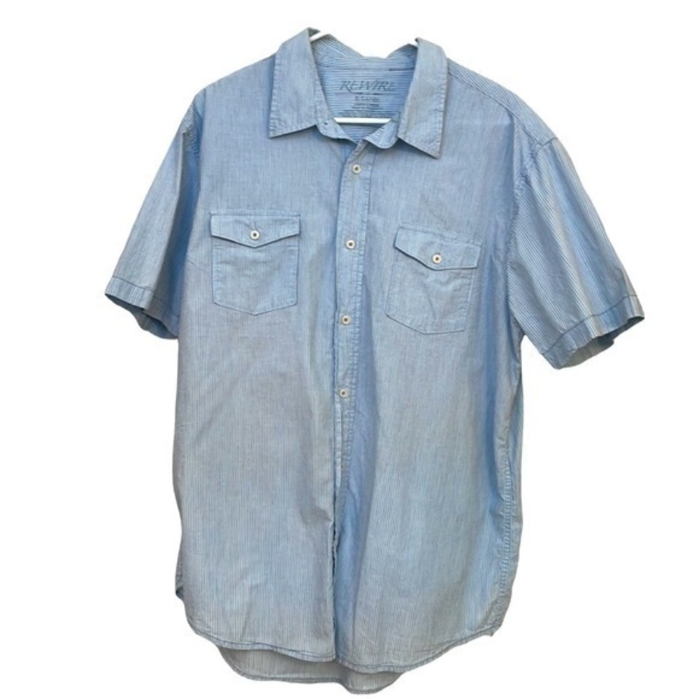 REWIRE 100% Cotton Lightweight Blue Striped Polo | Size XL